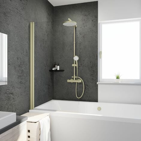 Schulte mampara ducha bañera 80 x 140 cm, color negro, 1 hoja