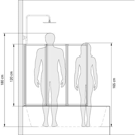 Mampara de bañera plegable, 127 x 120 cm, 3 paneles, orientable, perfil negro, Schulte, cristal transparente de 3 mm, sin taladrar