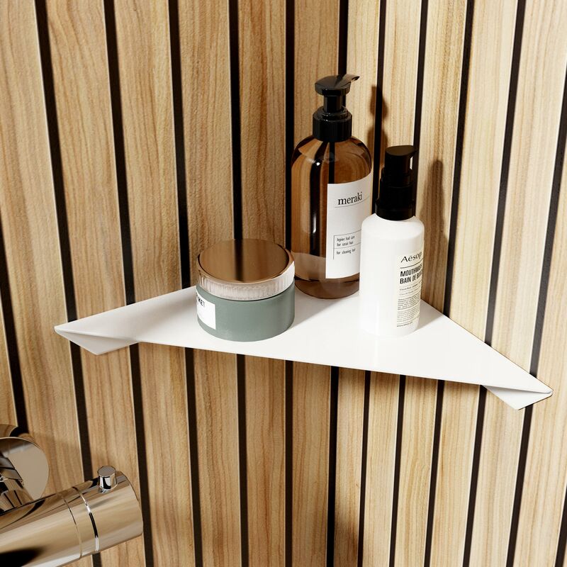 Schulte mensola per doccia autoadesiva, senza foratura, 22.5 x 9,5 x 22.5  cm, bianco opaco, contenitore per doccia