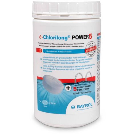 BAYROL e-Chlorilong® POWER 5 - 200g Chlortabletten + 5 Funktionen 1kg
