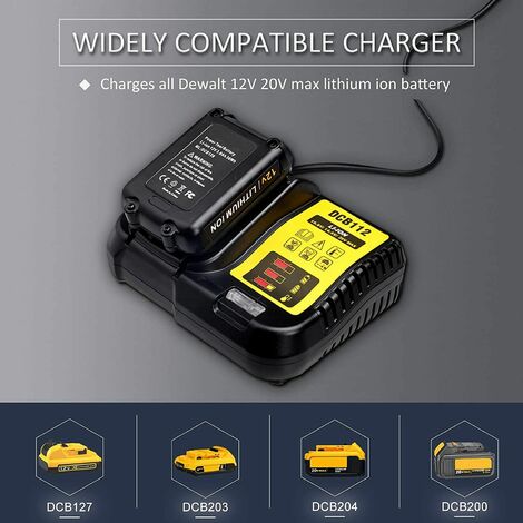 10.8V/18V DCB112 DCB105 Outils Chargeur de batterie pour Dewalt Perceuses DCB182 DCB184