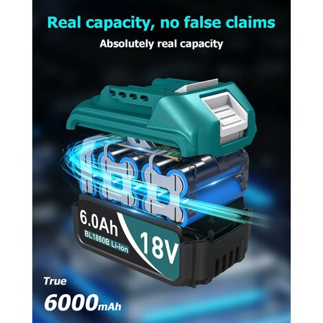 Libater 18V 6.0Ah Li-ION Batterie de Remplacement pour Makita 18V BL1860 BL1850 BL1840 BL1830 BL1820 BL1815 BL1820B BL1815B avec indicateur LED