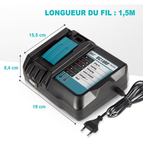 Bsioff DC18RF 3.5A Chargeur De Batterie DeRemplacement Pour Makita BL1840 BL1820BL1830 BL1430 BL1440 BL1450 Batterie deremplacement pour Chargeur avec “cran LED