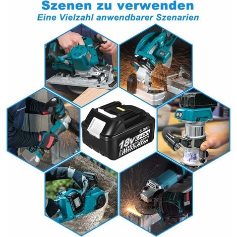 Bsioff 2X BL1860B Remplacement pour Makita 18V Batterie 5.5Ah BL1860 BL1850 BL1850B BL1840 BL1840B BL1830 BL1830B LXT-400 avec Affichage Puissance LED