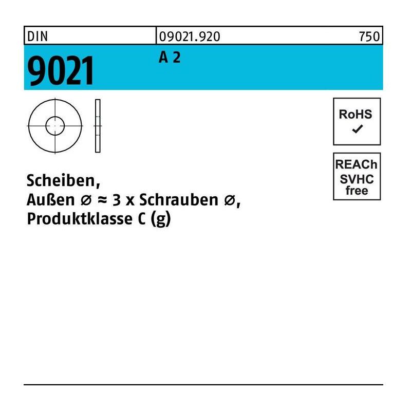 U-Scheibe DIN 9021 Edelstahl V2A ~ 3x Schrauben Ø