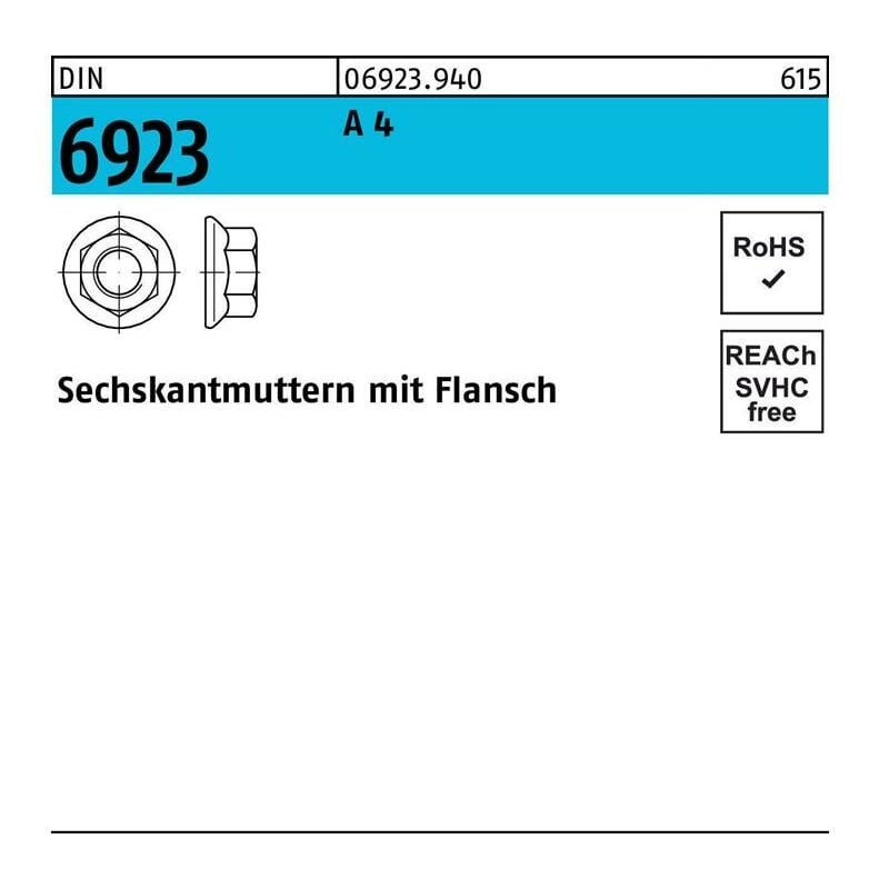 Sechskantmutter DIN 6923 m.Flansch M 5 A 4