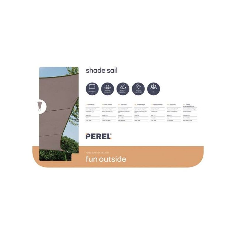 Perel SONNENSEGEL - RECHTECKIG - 2 x 3 m - FARBE: TAUPE