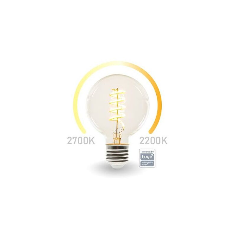 - - FILAMENT & E27 MIT - SMART-WI-FI-LED-LAMPE G95 WARMWEIß WARMWEIß Perel INTENSIV