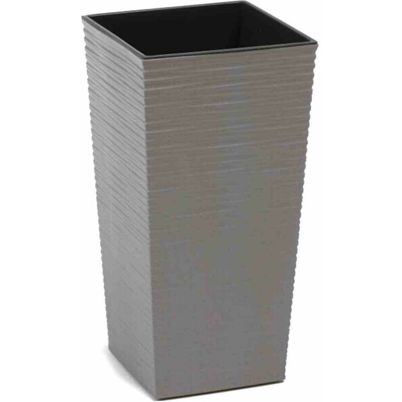 SIENA GARDEN Pflanzgefäß ECO Nizza, grau, 25 x 25 x 46,5 cm Kunststoffgefäß  mit Holzfaseranteil und Einsatz