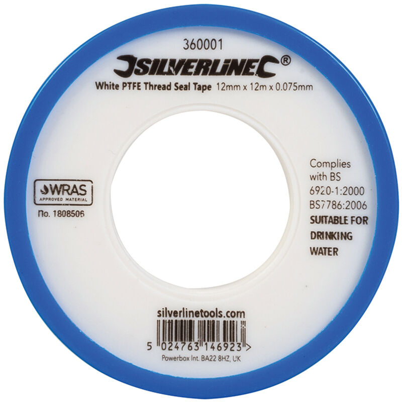 Silverline PTFE-Band 12mm X 12m - 10er Pack Weiß