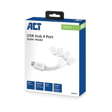 ACT USB 2.0-Hub mit 4 Anschlüssen, Spinnenmodell