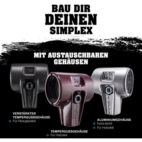 Simplex-Schonhammer, 60 Mm, Gummi Schwarz, Plastik Weiß, 59,99