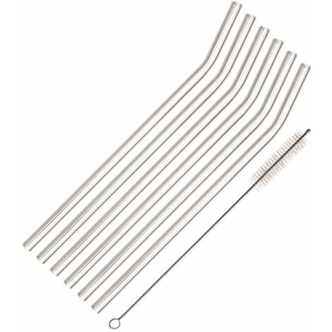 WMF Baric Glasstrohalme-Set 7-Teilig, 6 Trinkhalme Gebogen