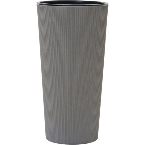 Pflanzgefäß Oslo Stripe Anthrazit 47x26,5cm - Kunststoff Kübel Mit Füßen Und Einsatz