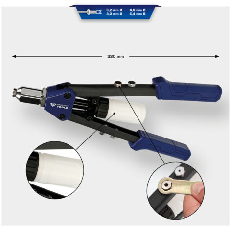 Brilliant Tools Handnietzange für 3,2 4,0 4,8 6,4 mm Nieten Brilliant Tools Handnietzange für 3,2 4,0 4,8 6,4 mm Nieten