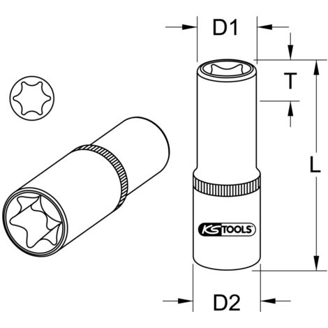 KS Tools TX-E Stecknuss 1/2" Lang E14 - Chrom Vanadium Für Profi-Werkstatt