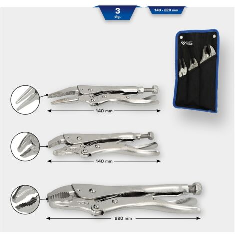 KS Tools Gripzangen-Set – 3-teiliges Zangenset Im Praktischen Aufbewahrungseinsatz