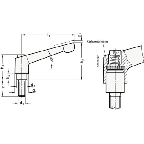Klemmhebel M14 X 50mm - 2er Pack Verstellbare Griffe