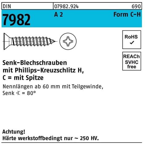 Linsen-Blechschrauben mit Bund und Kreuzschlitz H DIN 968 C
