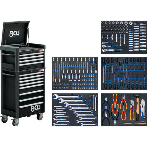BGS technic Werkstattwagen Profi Standard Maxi 12 Schubladen mit 263  Werkzeugen