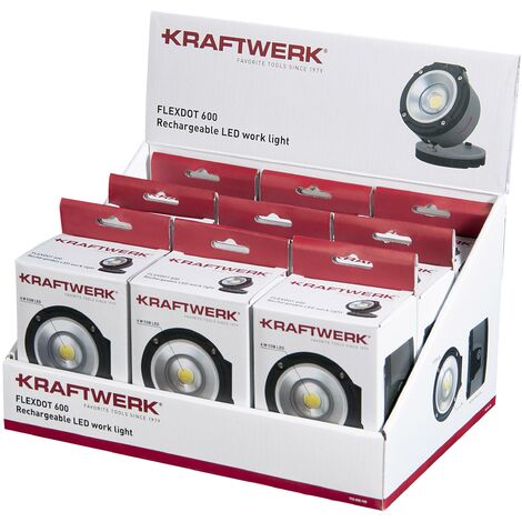 KRAFTWERK FLEXDOT 600 Oplaadbare LED Werklamp - 600 Lumen, Magneet En Haak