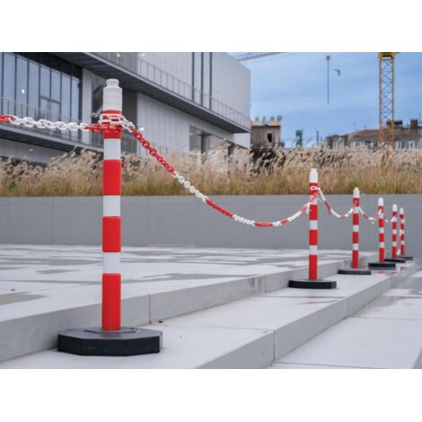 CONGARTENO Warnkette Absperrkette Rot-Weiß – Flexible Kunststoffkette, Zuschneidbar, Für Baustellen, Events & Personenführung