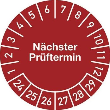 Jahresprüfplakette 2029 – Selbstklebend Aus Vinylfolie, –40 Bis +80 °C, 20 Mm, Orange – Für Geräteprüfungen, Made In Germany