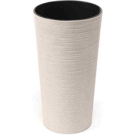 LOCON Stripe Pflanzgefäß - Creme Kunststoffkübel 30x57cm Mit Holzfaseranteil