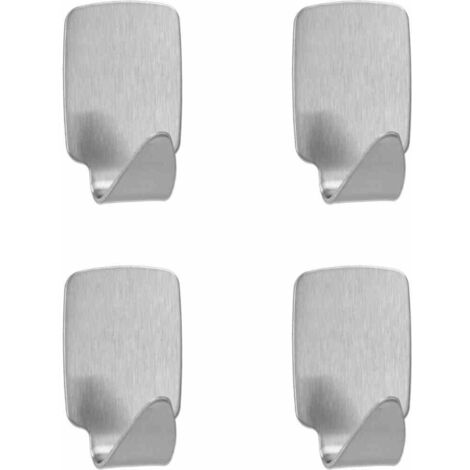 Metaltex 4 Stück Hafthaken Aus Edelstahl – Quadratisch, Silber, 3x3x1 Cm, Für Küche & Haushalt