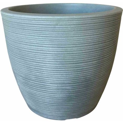 Runder Blumentopf Aus Recyceltem Kunststoff - Geriffelt, 40 Cm Durchmesser, 22 Liter - Für Garten & Balkon