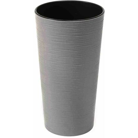 SIENA GARDEN Pflanzgefäß ECO Locon, grau, Ø 30 x 57 cm Kunststoffgefäß mit  Holzfaseranteil und Einsatz
