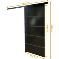 Tür Schiebetür Glas schwarz satiniert 900x2035 Zimmertür Glasschiebetür Glastür - Stabgriff