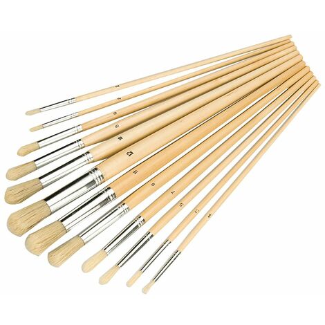 12Pc Small-Large ROUND TIPPED ARTIST PAINT BRUSH SET 1-12mm  Priming/Decorating