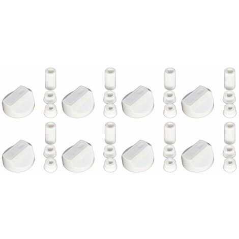 8 X Hygena Cooker/Oven/Grill Control Knob And Adaptors White