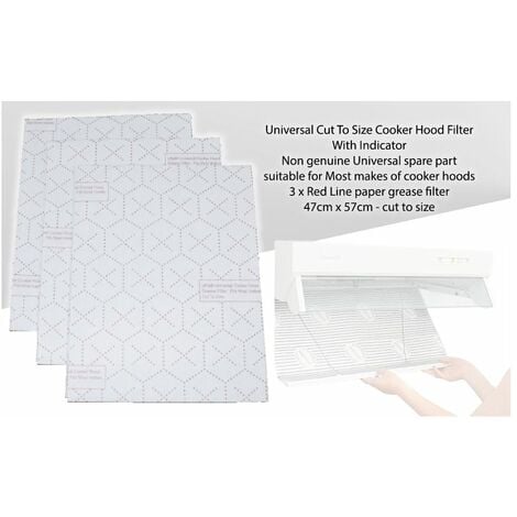 Universal Cut To Size Cooker Hood Filters With Indicator - 3 Pack