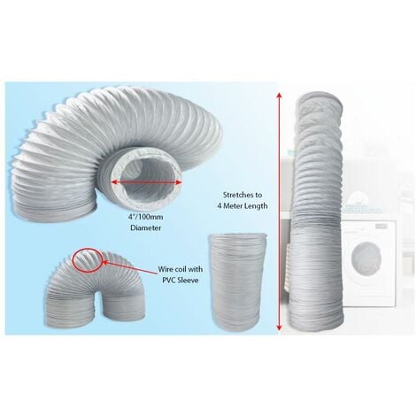 Ufixt Extra Strong Tumble Dryer Vent Hose Exhaust Pipe 4 Inch 6
