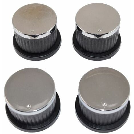 Universal Oven Cooker Hob Knob Dial Pack of 4 Black/Silver