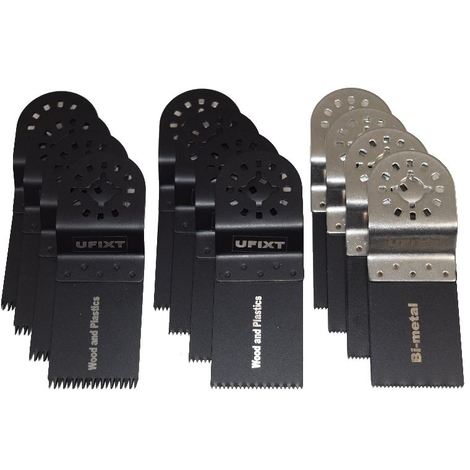 Multi Tool Blades 35mm Wide HCS Bio Metal For Wood Plastic Soft metals 12 Pack Mix