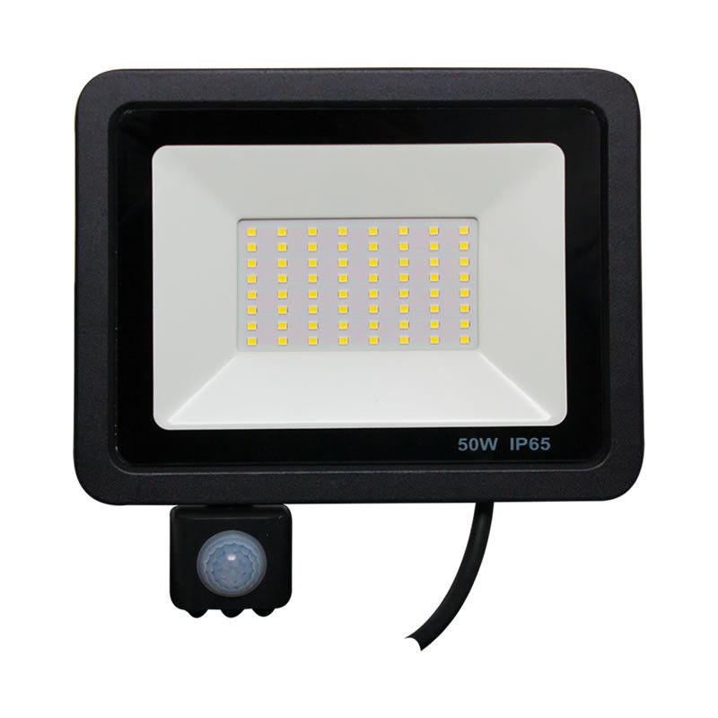 Popp Floodlight Led foco proyector para exterior iluminación decoración 6000k luz fria impermeable ip65 negro y resistent 50w sensor