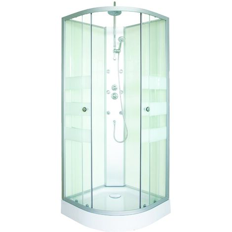 ONDEE - Cabina de ducha hidromasaje AMELIA Blanca - En kit - cuarto de círculo 80cm