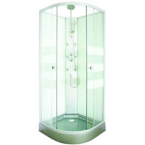 ONDEE - Cabina de ducha hidromasaje AMELIA Gris - En kit - cuarto de círculo 80cm