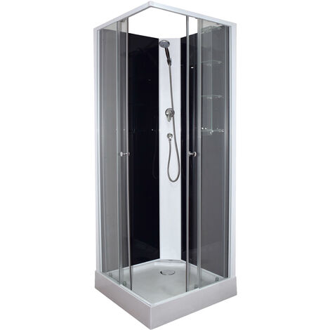 Cabina de ducha MELIA - Montaje sin silicona - 80x80cm - Perfiles de  aluminio - blanco - se entrega en kit