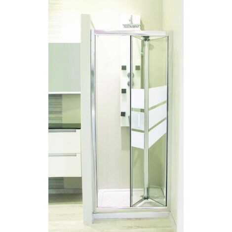 ONDEE - Mamparas de baño MISSI, Mamparas de baño plegable  - Vidrio templado - Acabados cramados - 70x185x0,4cm