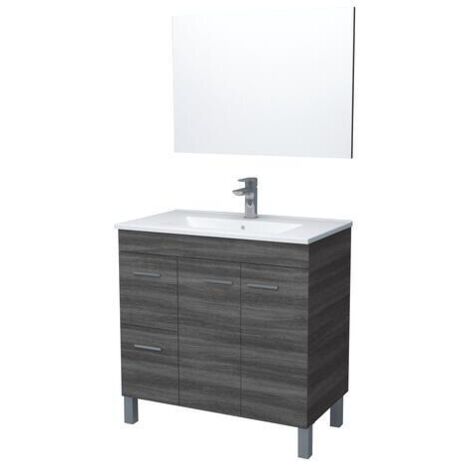 ONDEE - Mueble de baño de la colección AKTIVA- Entregado en kit - Ancho 80cm - Melamina Madera gris