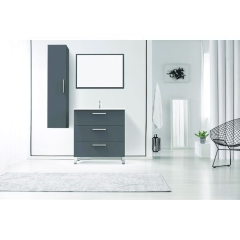 ONDEE - Mueble de baño de la colección PALLAS - Entregado en kit - Ancho 80cm - Melamina gris