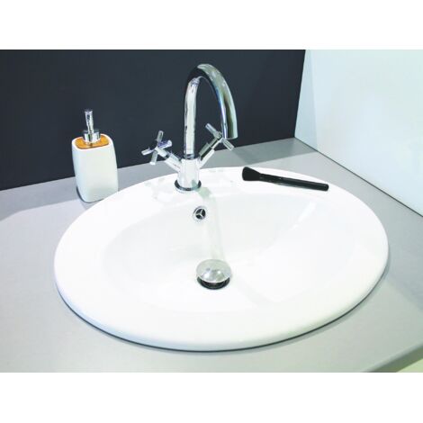 ONDEE - Lavabo ovalado empotrado ZOE - Blanco - 41cm - Porcelana - con rebosadero
