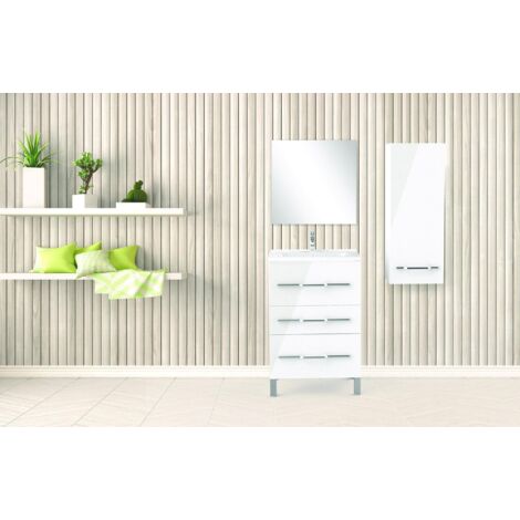 ONDEE - Mueble de baño de la colección ALAN - Entregado montado -  Ancho 60cm - Blanco lacado brillante