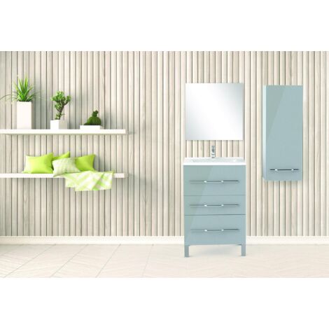 ONDEE - Mueble de baño de la colección ALAN- Entregado montado -  Ancho 60cm - Gris lacado brillante