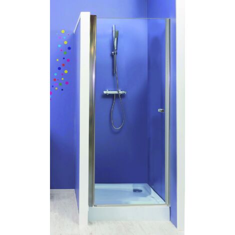 ONDEE - Mamparas de baño FRISCO, Puertas de ducha abatibles - Acabados cromados - 80x194,5cm - Vidrio templado Transparante