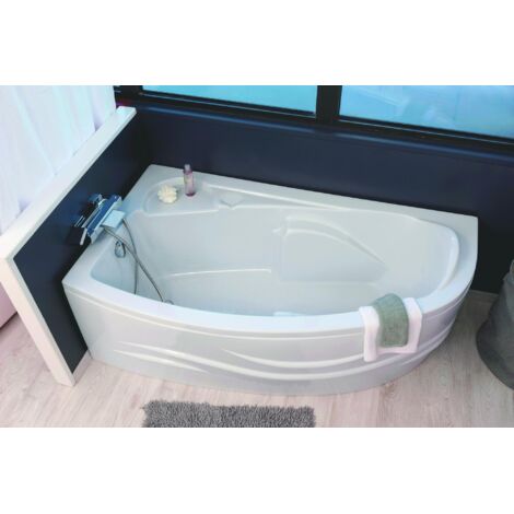 ONDEE - Bañera FANY - Bañera de ángulo 160x90cm  - ABS y acrílico reforzado 3mm - Blanco - IZQUIERDA